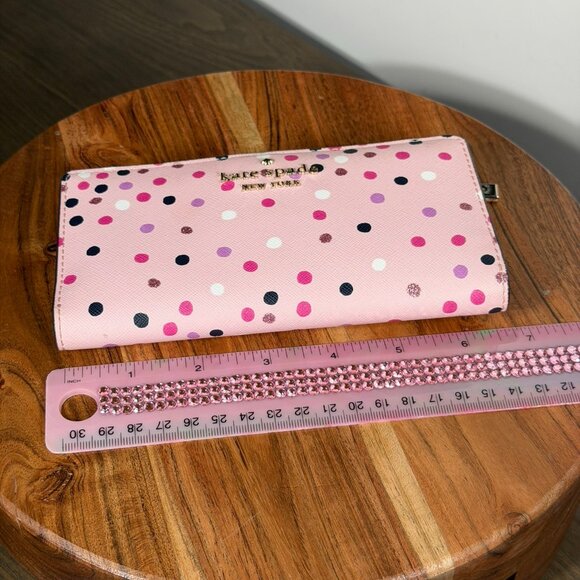 Kate Spade Staci Festive Confetti Glitter Large Slim Bifold Wallet - Picture 13 of 14